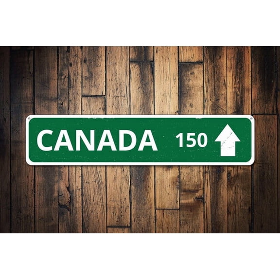 Location Directional Arrow Sign Mileage Destination Sign Canada Sign Custom Distance Mile Sign - Canadian - Size: 16 x 4 Inches