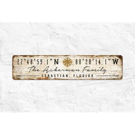 Location Sign Home Metal Aluminum Signs Coordinate Sign Custom Sign Longitude Coordinates Valentines Day Personalised Gifts Rustic Home Décor - Size: 16 x 4 Inches