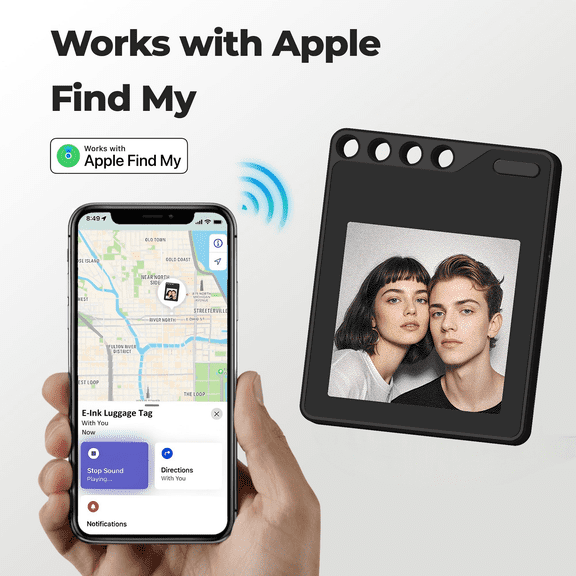   Locator Tags for Phone Pet Luggage Anti-Lost DIY E-Ink Photo Keychain