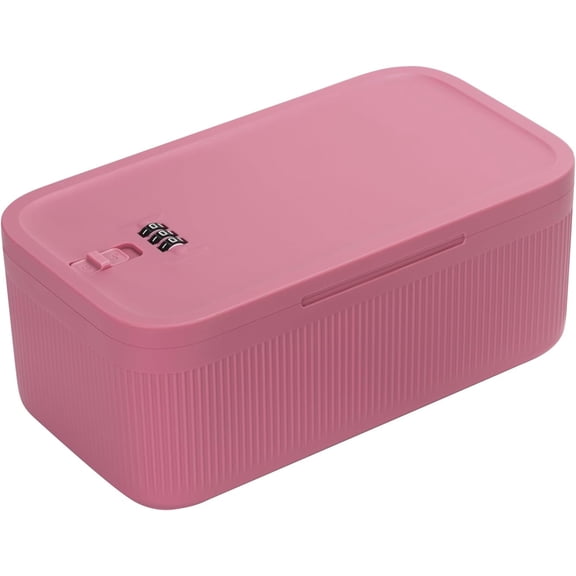 Locbbi Small Lock Box for medicine, Taller Size Locking storage box with lid, Medication Lock Box with code, BPA-Free Plastic lock box for Phone, Snack, Fridge, Pill, Gift, Home, Office, Pink