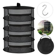 Locbbie 23.6" Black Mesh Net Herb Drying Rack, 4-Layer Hanging for Plants/Seeds/Buds