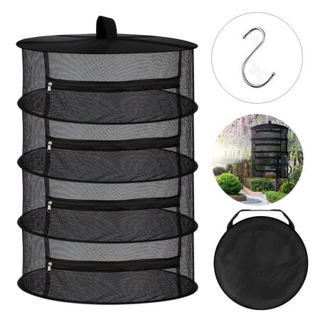 Locbbie 23.6" Black Mesh Net Herb Drying Rack, 4-Layer Hanging for Plants/Seeds/Buds