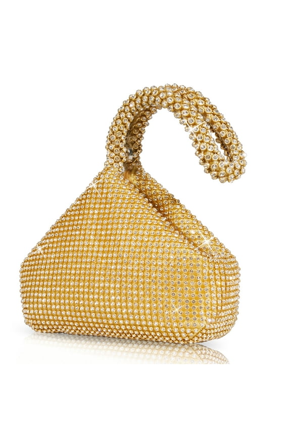 Women's Rhinestone Gold Clutch Evening Bags Sparkly Glitter Triangle Purse for Lady Girl Bride Party Prom Cocktail Wedding
