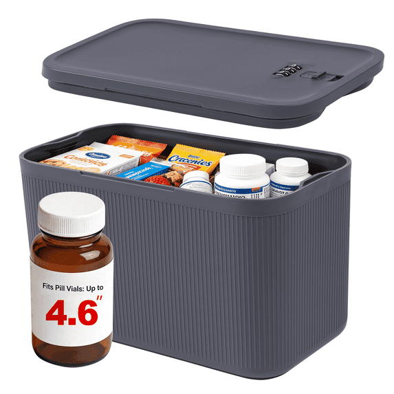 Locbbi Small Lock Box for Medication with Code, Upgrade Plus Size Medicine Lock Box with 3 Combination Locks, BPA-Free Plastic Lockable Storage Bin for Phone, Snack, Fridge, Home, Office, School