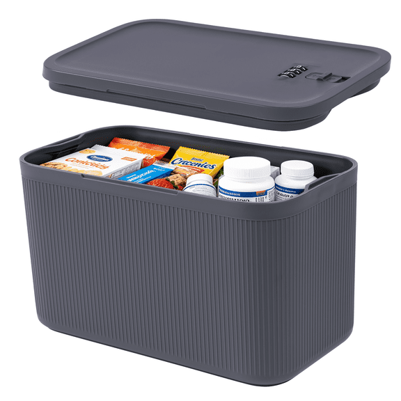 Locbbi Small Lock Box for Medication with Code, Upgrade Plus Size Medicine Lock Box with 3 Combination Locks, BPA-Free Plastic Lockable Storage Bin for Phone, Snack, Fridge, Home, Office, School