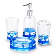 Locco Decor 4 Piece Acrylic Liquid 3D Floating Motion Bathroom Vanity Accessory Set Dolphin