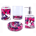 thumbnail image 1 of Locco Decor 4 Piece Acrylic Liquid 4D Floating Motion Bathroom Vanity Accessory Set Garden Theme Leaf Toothbrush Holder, Tumbler, Soap Dispenser, Soap Dish, 1 of 5