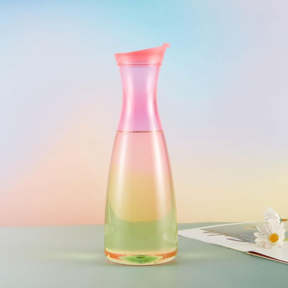 Locco Decor Acrylic Gradient Color Drinkware Carafe Pitcher, 52oz/1.55L, Break Resistant, Summer Style Water Juice Dispenser, Ice Beverage Server Pink Yellow