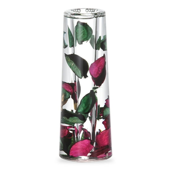 Locco Decor Acrylic Liquid 3D Floating Motion Cylinder Oval Flower Vase Boutique Floral Decoration Red Green Leaf