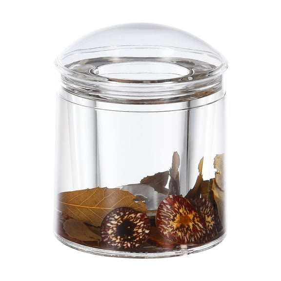 Locco Decor Acrylic Liquid 3D Floating Motion Round Qtip Cotton Ball Swab Holder Dispenser with Lid Wood