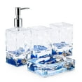 thumbnail image 1 of Locco Decor 4 Piece Acrylic Liquid 3D Floating Motion Bathroom Vanity Accessory Set Ocean Theme Shell Toothbrush Holder, Tumbler, Soap Dispenser, Soap Dish, 1 of 5
