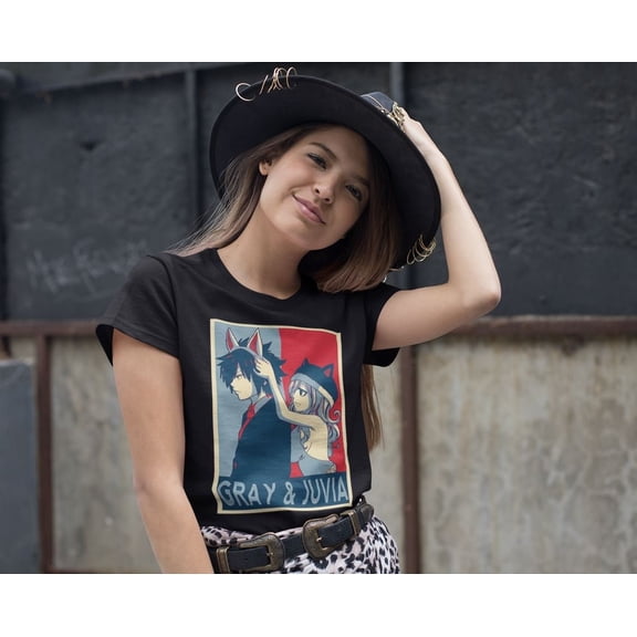 Locean Shirt Fairy Tail Gray Fullbuster Juvia Lockser Anime Aesthetic Vaporwave Manga Otaku Heavy Cotton Tee