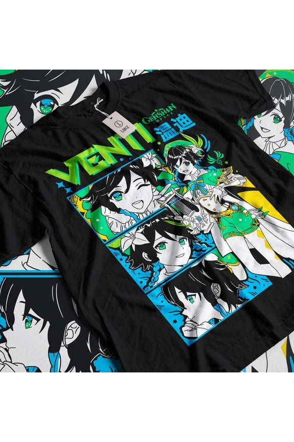 Locean Shirt Genshin Impact Venti, Raiden Shogun Gaming T-Shirt, Anime Waifu Shirt