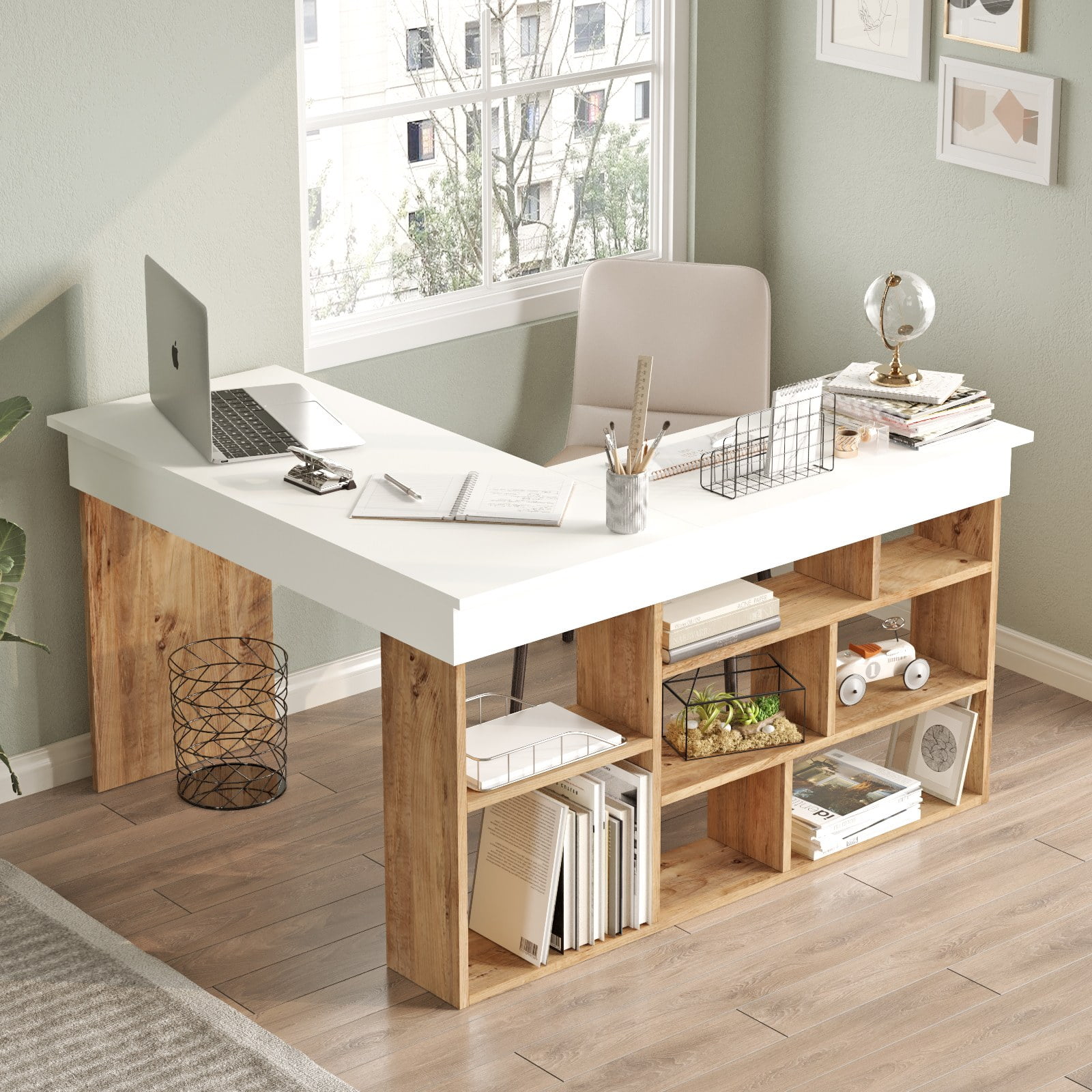 Locelso Elix Atlantic Pine,White Study Desk