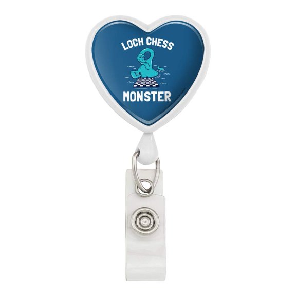 Loch Chess Monster Lochness Funny Humor Heart Lanyard Retractable Reel Badge ID Card Holder