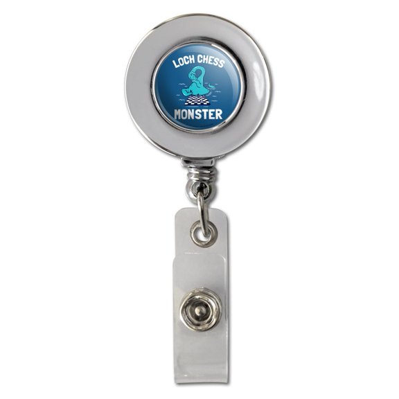Loch Chess Monster Lochness Funny Humor Retractable Reel Chrome Badge ID Card Holder Clip