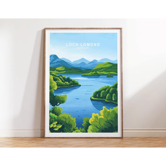 Loch Lomond Scotland Scenic Nature Print, Unframed Canvas Size 16x24