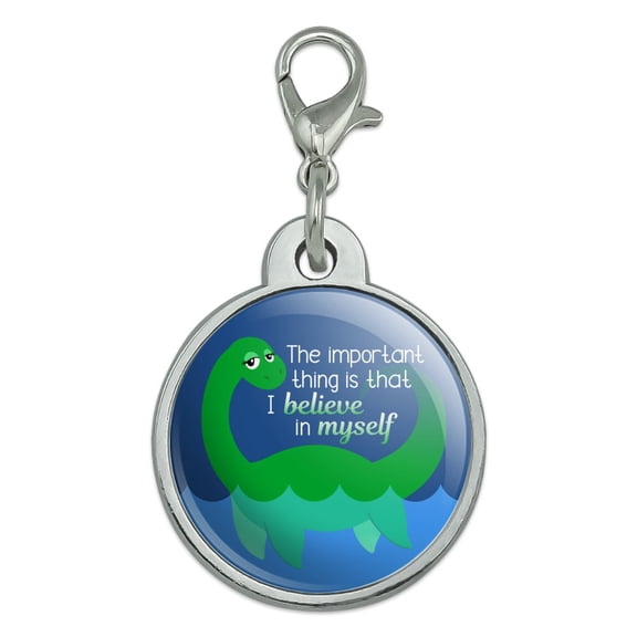 Loch Ness Monster The Important Thing is That I Believe in Myself Chrome Plated Metal Pet Dog Cat ID Tag