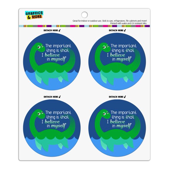 Loch Ness Monster The Important Thing is That I Believe in Myself Refrigerator Fridge Locker Vinyl Circle Magnet Set