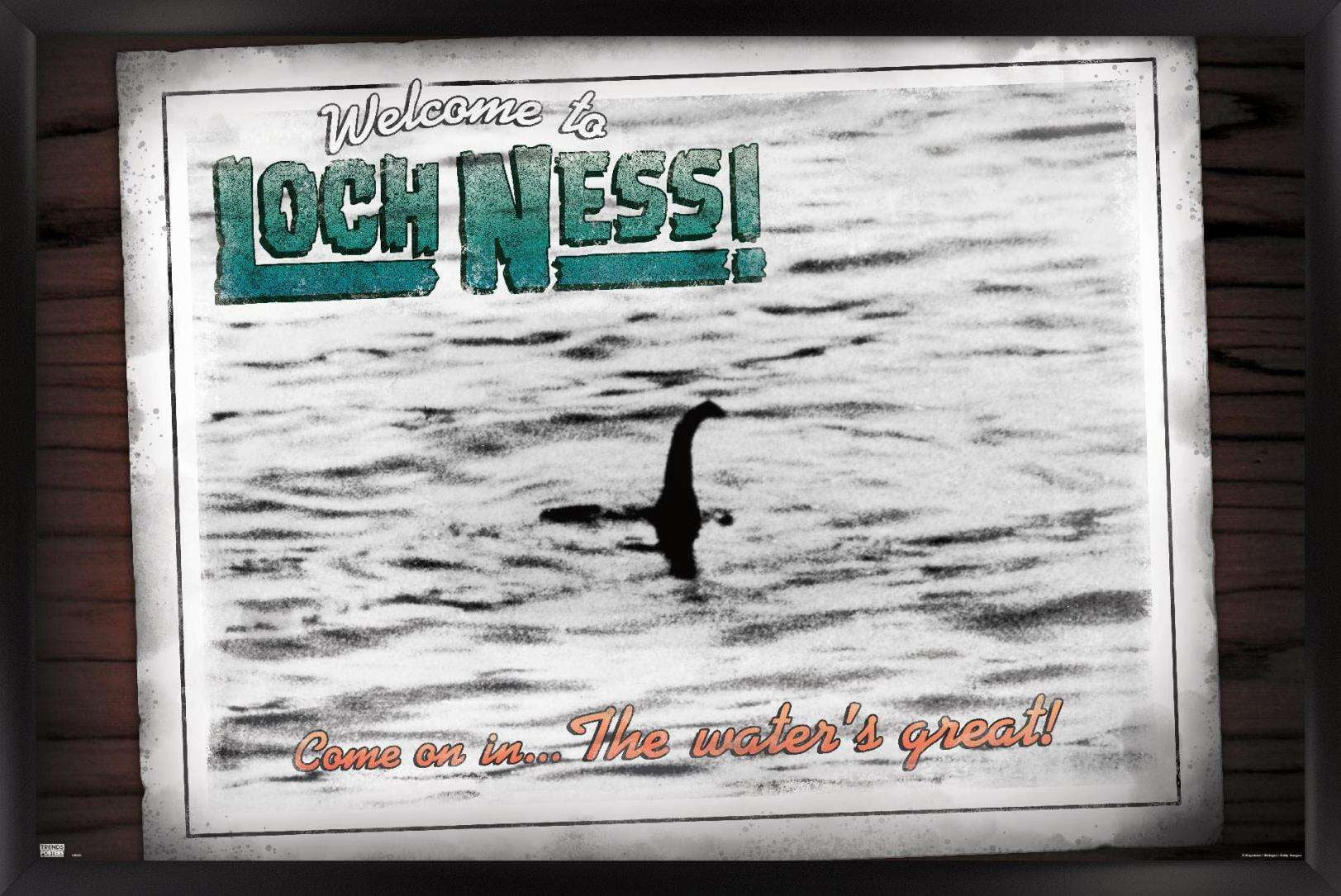 Loch Ness Monster Wall Poster, 14.725" x 22.375", Framed