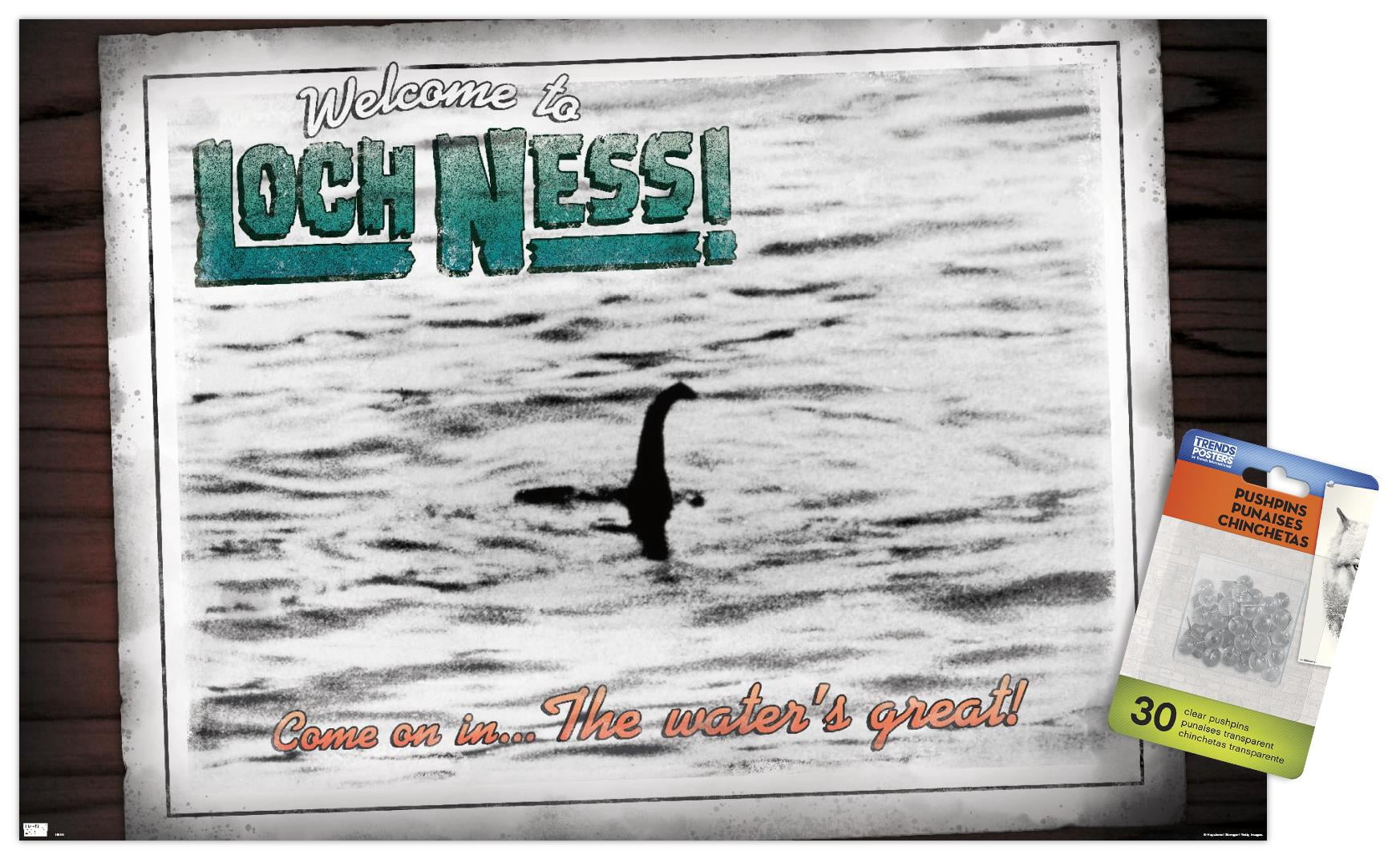 Loch Ness Monster Wall Poster with Push Pins, 14.725" x 22.375"
