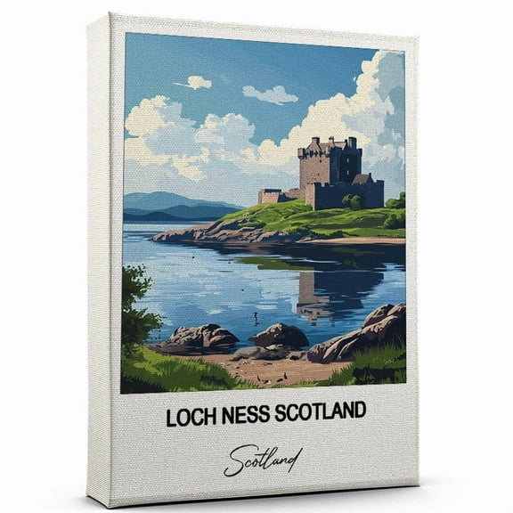 Loch Ness Scotland Travel Scenic Canvas Wall Art -Scotland Canvas – Nature-Inspired Print for Bedroom, Living Room, or Office – Travel Gift