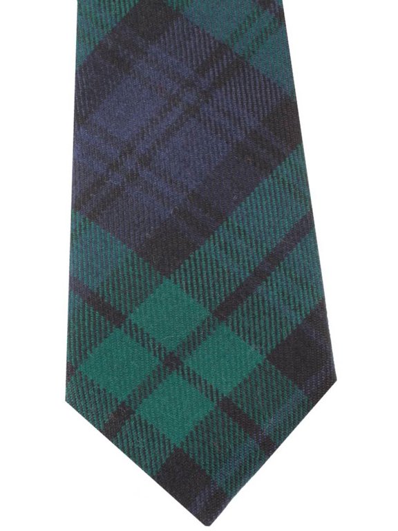 Reiver Black Watch Tartan Wool Tie - Navy/Green