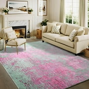 Lochas Abstract Area Rug Soft Modern Rugs for Living Room Bedroom Home Decor Indoor Carpet,4x6,Pink/Green