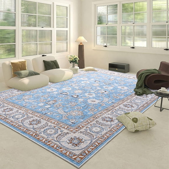 Lochas Area Rugs Modern Vintage Floral Rug Accent Carpet for Living Room Bedroom Home Decor,4'x6',Blue