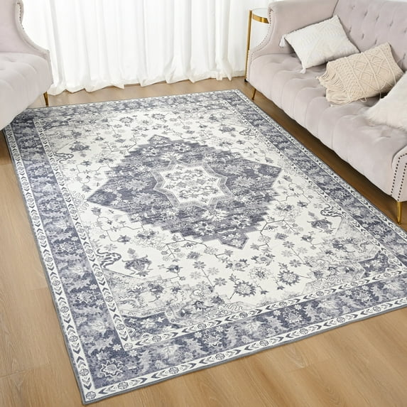 Lochas Boho Rug Vintage Print Area Rugs for Bedroom Living Room Indoor Low Pile Floor Carpet Home Decor,5'X8',Brown