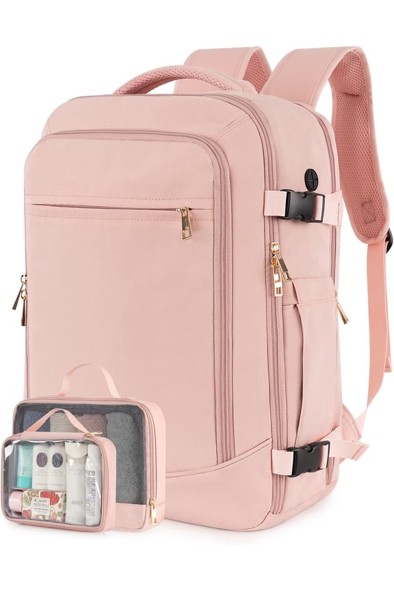 Carry on Travel Backpack for Women Men Lightweight Weekender Bag Laptop Backpack Hiking Business Casual Gym Daypack,Pink