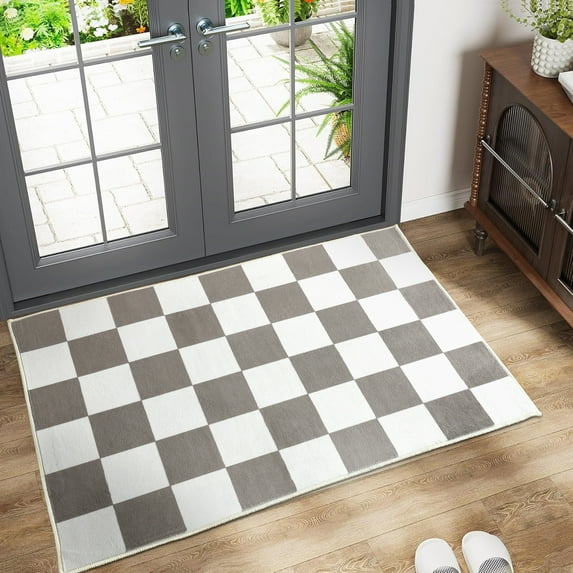 Lochas Checkered Area Rugs Checkerboard Rug Plaid Carpet for Living Room Bedroom Home Decor,2'x3',Camel&White