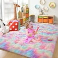 thumbnail image 1 of Lochas Cute Rainbow Area Rug Fluffy Colorful Carpet Soft Rugs for Living Room Bedroom Home Decor,5'x8',Rainbow, 1 of 7