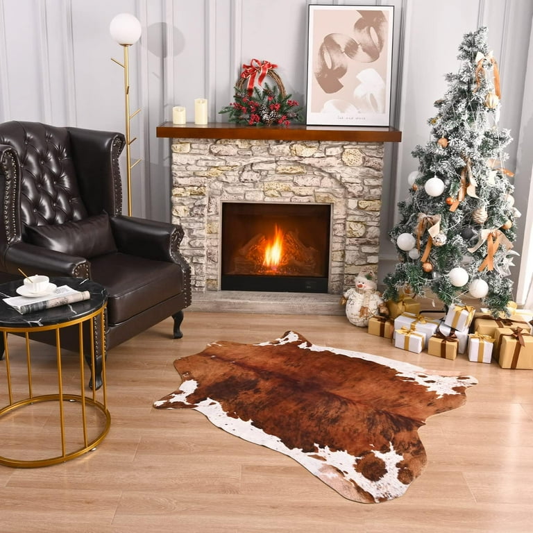 Lochas Faux Cowhide Rug Cow Print Area Rug for Bedroom Living Room