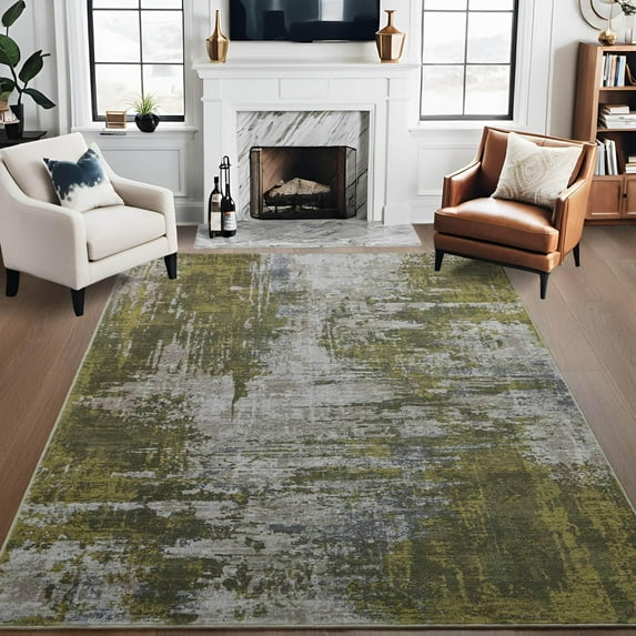 Lochas Fluffy Area Rug Modern Abstract Rugs Soft Carpet for Living Room Bedroom Home Decor,6'x9',Green