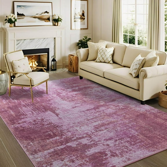Lochas Fluffy Area Rug Modern Abstract Rugs Soft Carpet for Living Room Bedroom Home Decor,6'x9',Pink