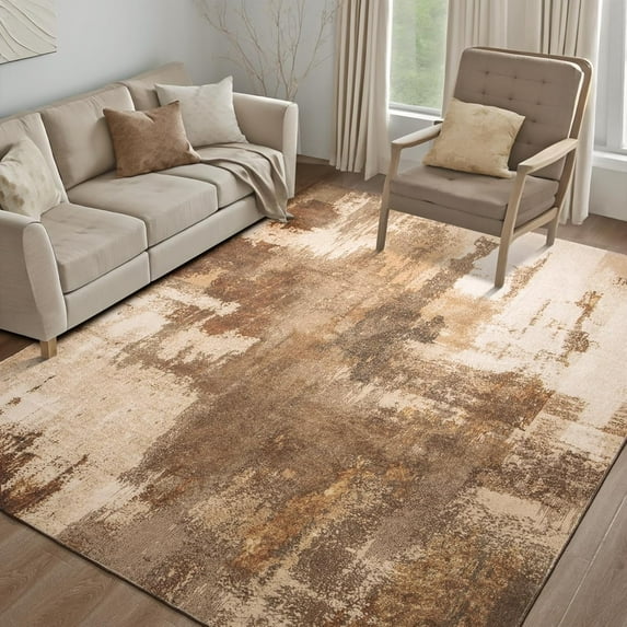 Lochas Modern Abstract Rugs for Bedroom Area Rug for Living Room Decor Soft Accent Carpet,8'x10',Brown