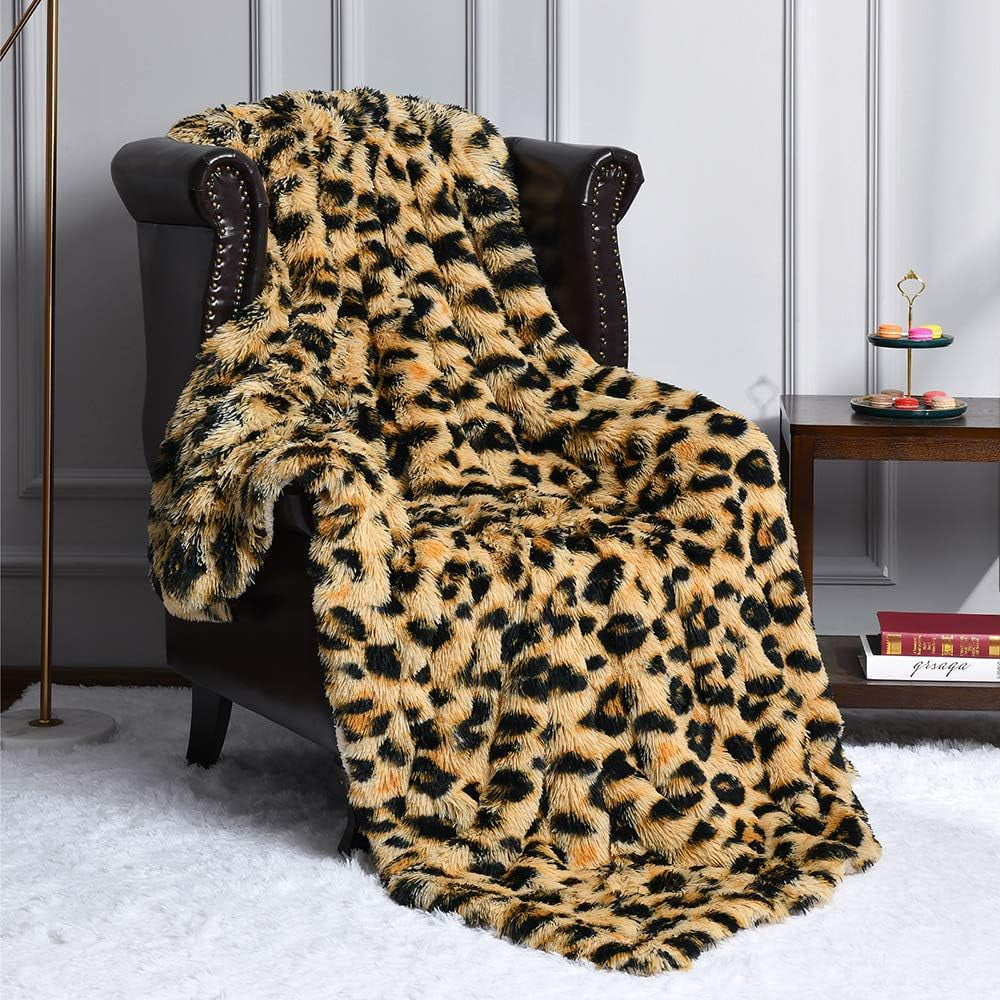 Lochas Fluffy Blanket Plush Leopard Print Throw Blankets Soft Bed Throw