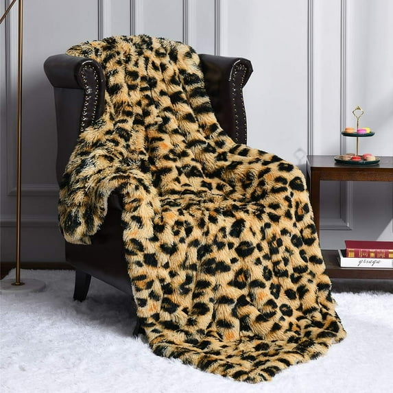 Lochas Fluffy Blanket Plush Leopard Print Throw Blankets Soft Bed Throw for Decorative Couch Chair Sofa,50"x60"