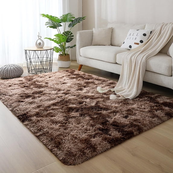 Lochas Fluffy Modern Area Rugs Tie-Dyed Rug for Kids Girls Room Nursery Home Decor Shag Soft Carpet,6'x9',Coffee