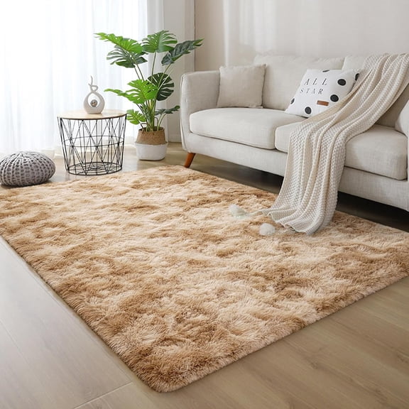 Lochas Fluffy Modern Area Rugs Tie-Dyed Rug for Kids Girls Room Nursery Home Decor Shag Soft Carpet,8'x10',Camel