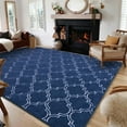 thumbnail image 1 of Lochas Fluffy Shaggy Rug Moroccan Geometric Soft Modern Area Rug for Living Room Home Decor Low Pile Carpet,Navy Blue,5x7 Feet, 1 of 7