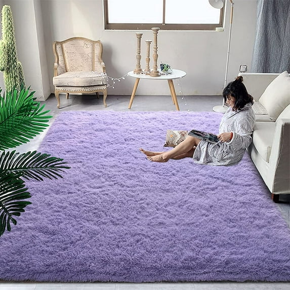 Lochas Fluffy Soft Shag Carpet Rug for Living Room Bedroom Big Area Rugs Floor Mat, 3'x5',Lavender Purple