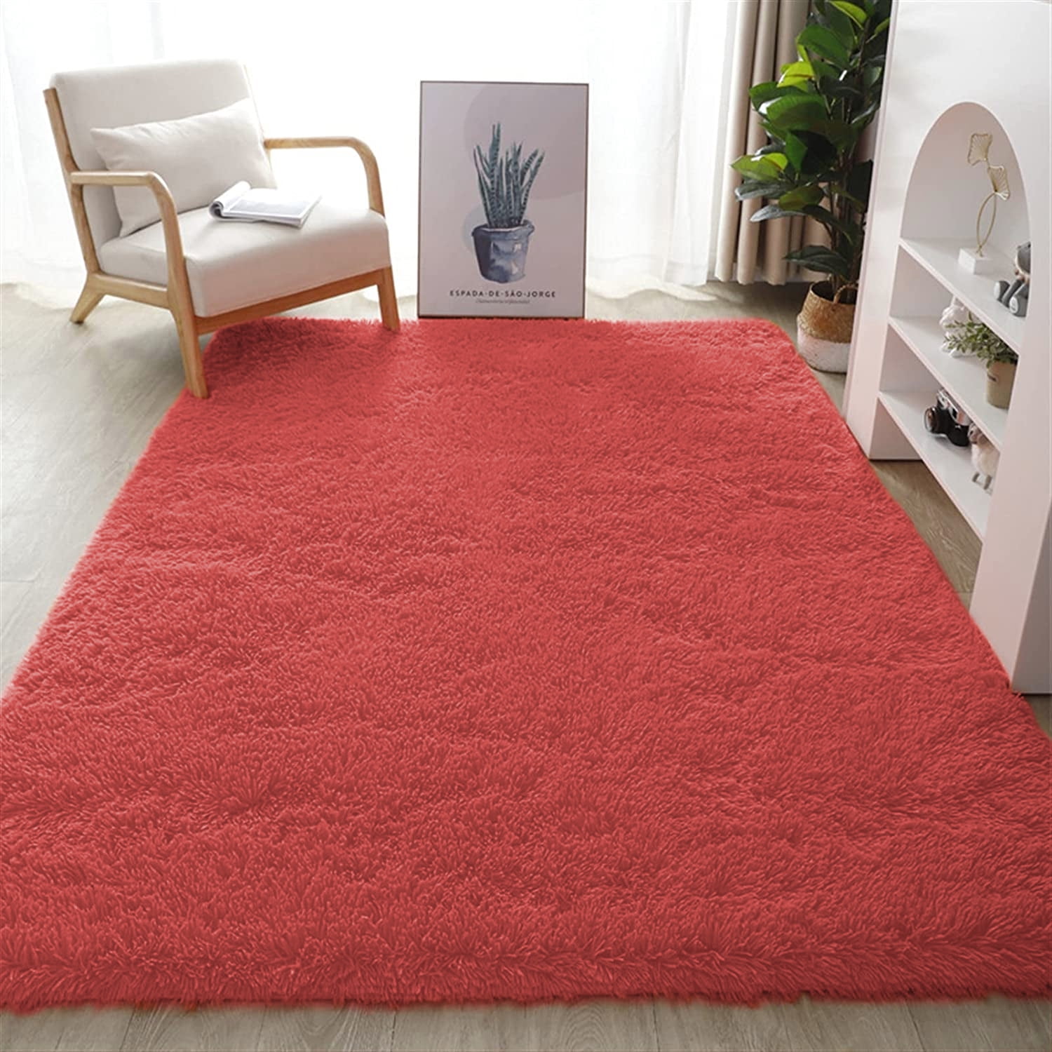 Lochas Soft Shag Carpet Fluffy Rug for Living Room Bedroom Big Area Rugs  Floor Mat Home Decor, 4'x6',Lavender Purple