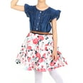 thumbnail image 1 of Lochas Girls Denim Dresses Floral Swing Skirt A-Line Ruffle Casual Party Dress for 8-10 Years,Pink, 1 of 9