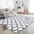 thumbnail image 1 of Lochas Indoor Rectangle Geometric Contemporary Area Rugs For Living Room Bedroom Plush Carpet,5'x8',White, 1 of 7