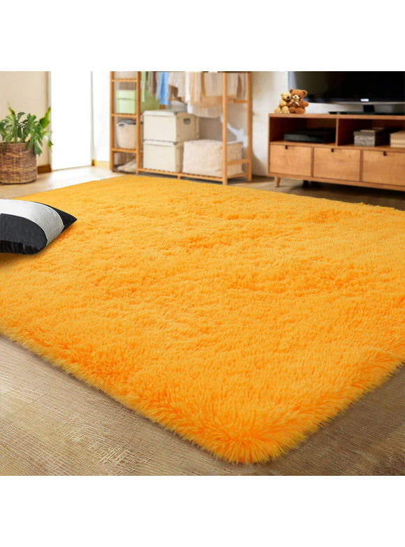 Lochas Luxury Fluffy Rugs Soft Shag Area Rug for Living Room Bedroom Kids Room,6'x9',Orange