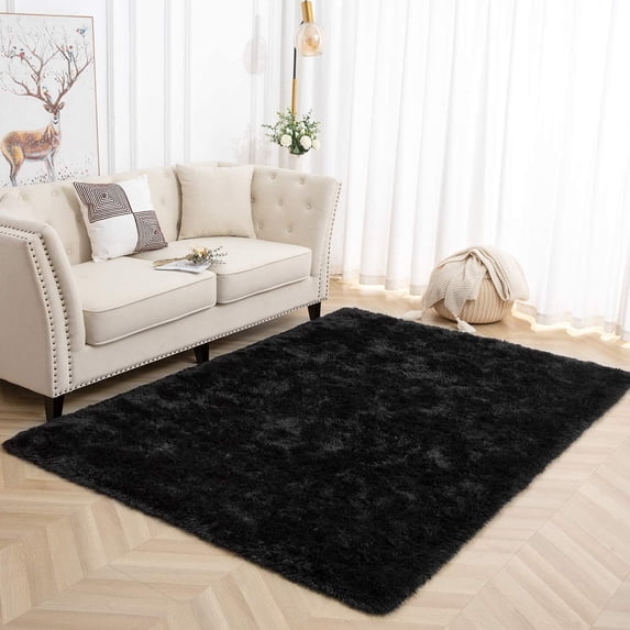 Lochas Luxury Fluffy Rugs Ultra Soft Shag Rug for Bedroom Living Room Kids Room, Children,6'x9',Black