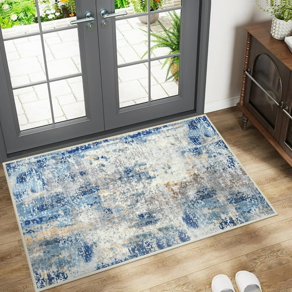 Lochas Modern Abstract Rugs for Bedroom Area Rug for Living Room Decor Soft Accent Carpet,2'x3',Blue