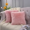 thumbnail image 1 of Lochas Modern Chair Decorative Faux Fluffy Pillow Case, Backing Hold Pillow Case/Seat Sofa Cushion Square Throw Pillow Cover, 18 x 18inch Pink, 1 of 6